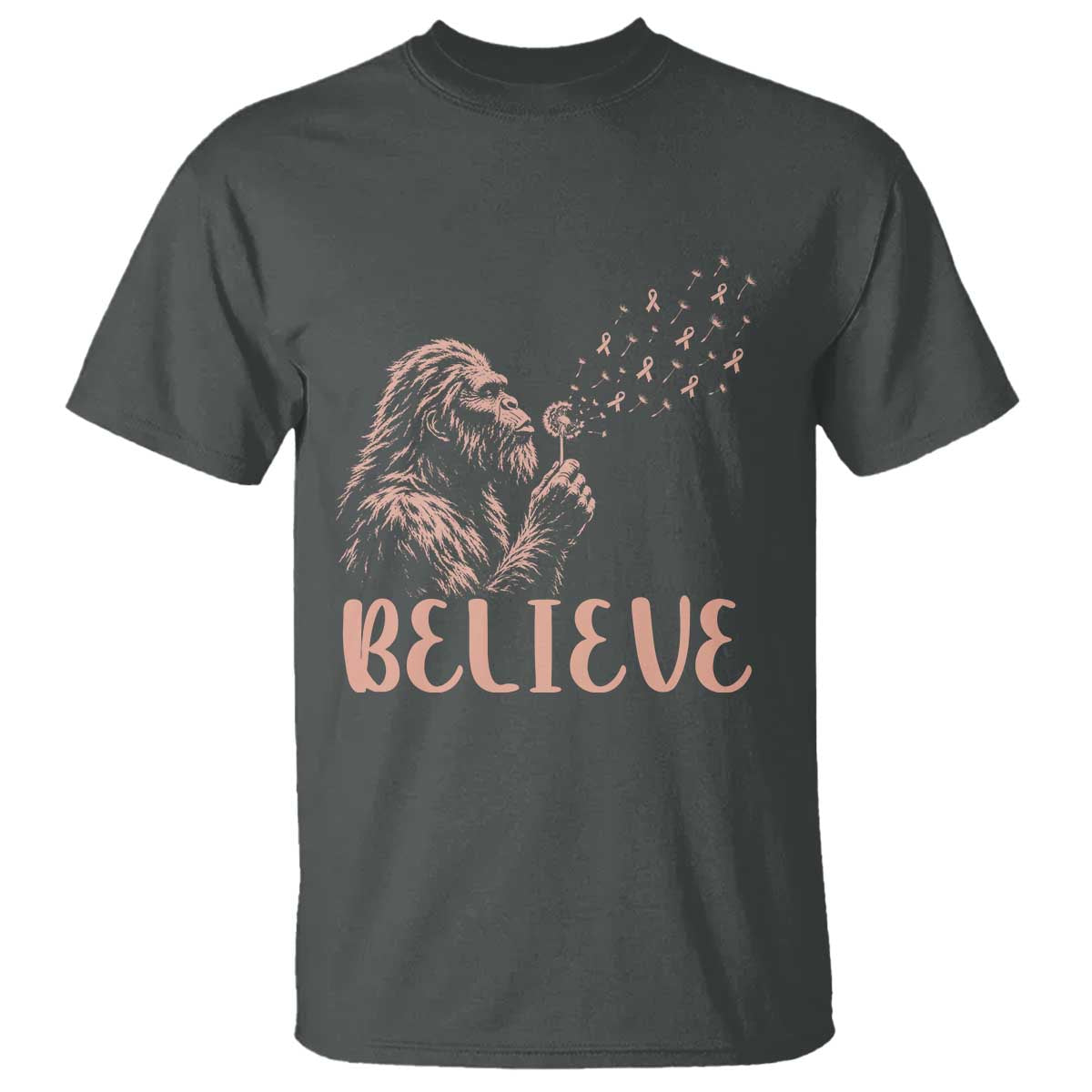 Funny Bigfoot Blowing Dandelion Flower Graphic T Shirt Believe Endometrial Cancer Awareness