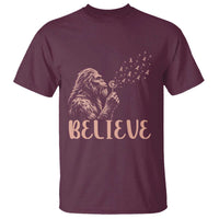 Funny Bigfoot Blowing Dandelion Flower Graphic T Shirt Believe Endometrial Cancer Awareness