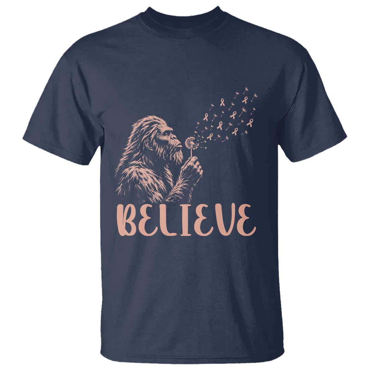 Funny Bigfoot Blowing Dandelion Flower Graphic T Shirt Believe Endometrial Cancer Awareness