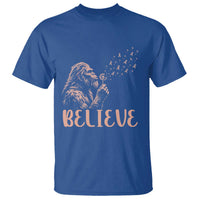 Funny Bigfoot Blowing Dandelion Flower Graphic T Shirt Believe Endometrial Cancer Awareness
