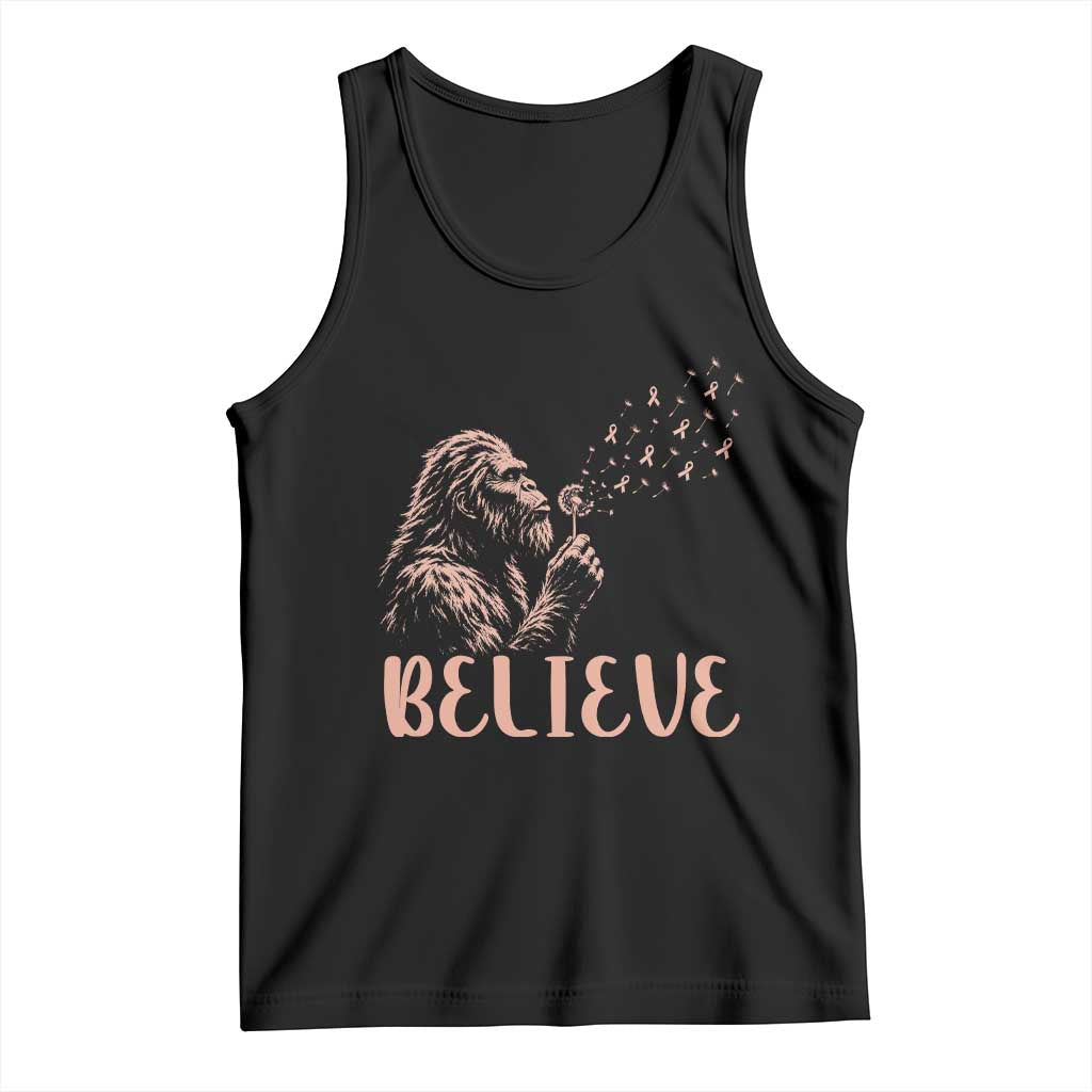 Funny Bigfoot Blowing Dandelion Flower Graphic Tank Top Believe Endometrial Cancer Awareness