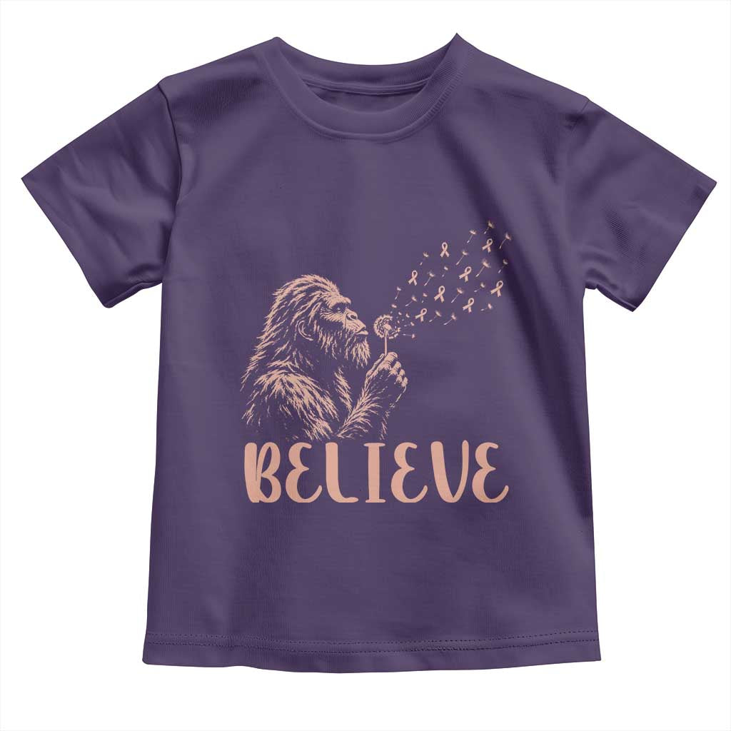 Funny Bigfoot Blowing Dandelion Flower Graphic Toddler T Shirt Believe Endometrial Cancer Awareness