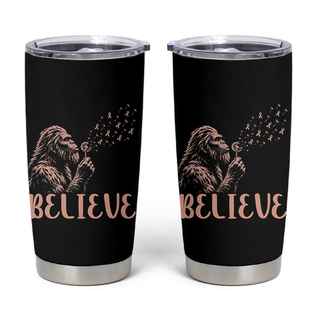 Funny Bigfoot Blowing Dandelion Flower Graphic Tumbler Cup Believe Endometrial Cancer Awareness