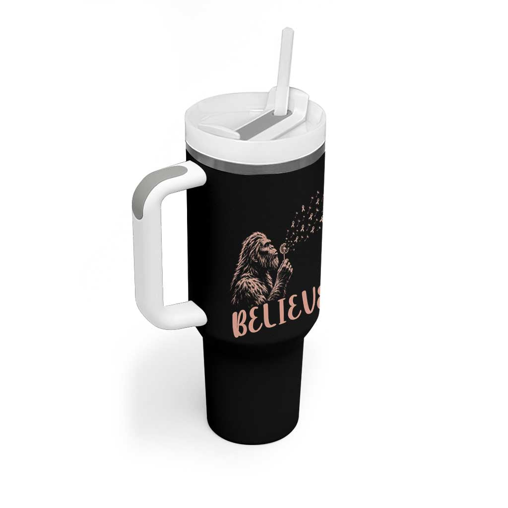 Funny Bigfoot Blowing Dandelion Flower Graphic Tumbler With Handle Believe Endometrial Cancer Awareness