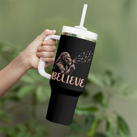 Funny Bigfoot Blowing Dandelion Flower Graphic Tumbler With Handle Believe Endometrial Cancer Awareness