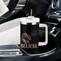 Funny Bigfoot Blowing Dandelion Flower Graphic Tumbler With Handle Believe Endometrial Cancer Awareness