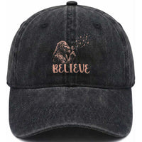 Funny Bigfoot Blowing Dandelion Flower Graphic Washed Cotton Baseball Cap Believe Endometrial Cancer Awareness