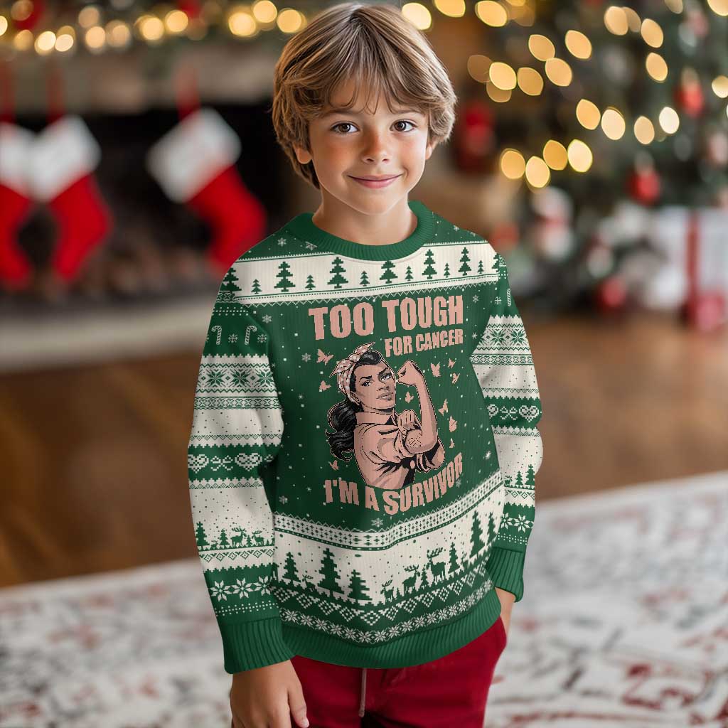 Endometrial Cancer Warrior Ugly Christmas Sweater Too Tough For Cancer Im A Survivor