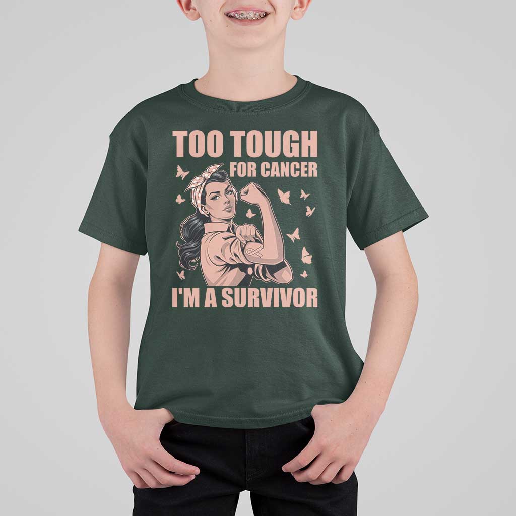 Endometrial Cancer Warrior T Shirt For Kid Too Tough For Cancer Im A Survivor