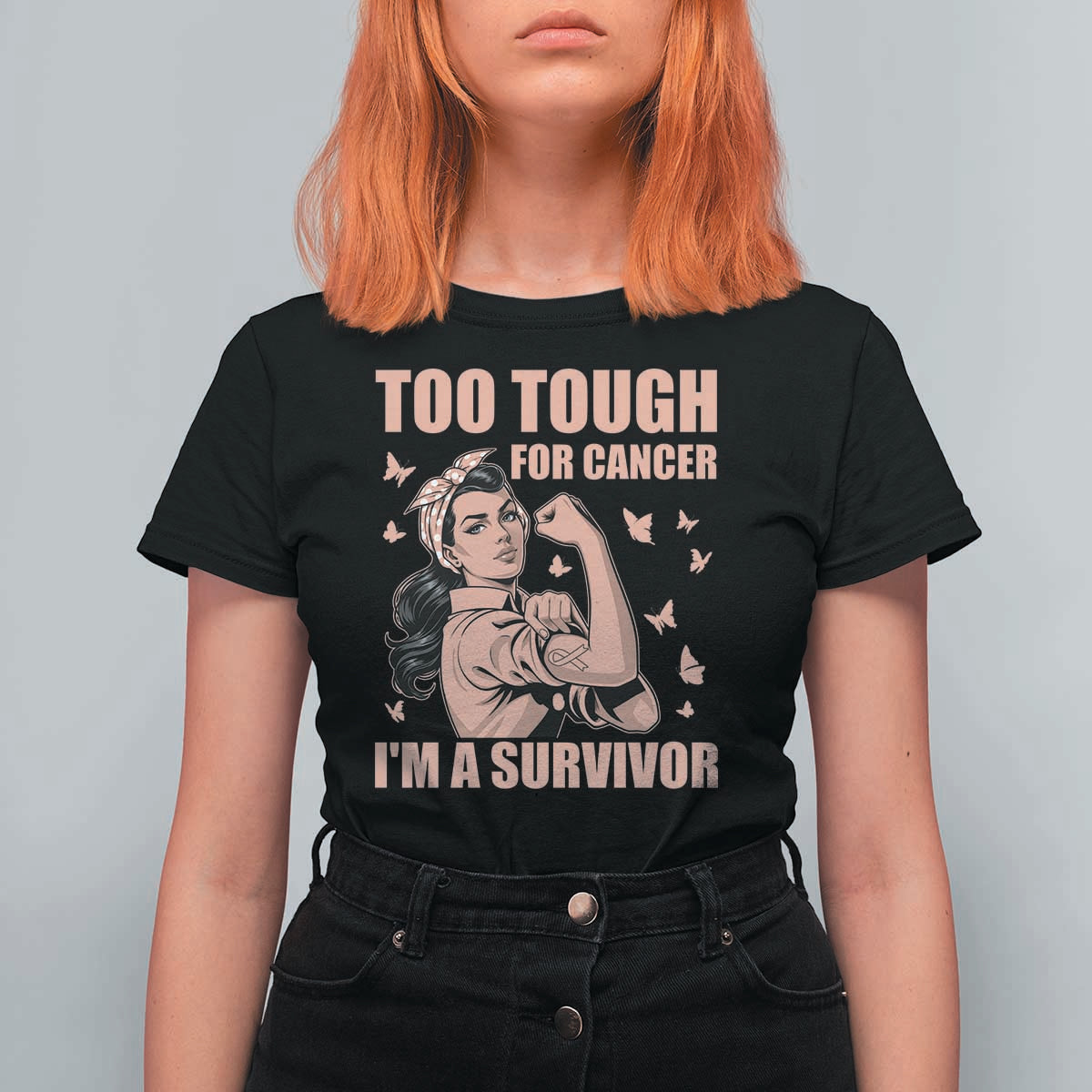 Endometrial Cancer Warrior T Shirt For Women Too Tough For Cancer Im A Survivor