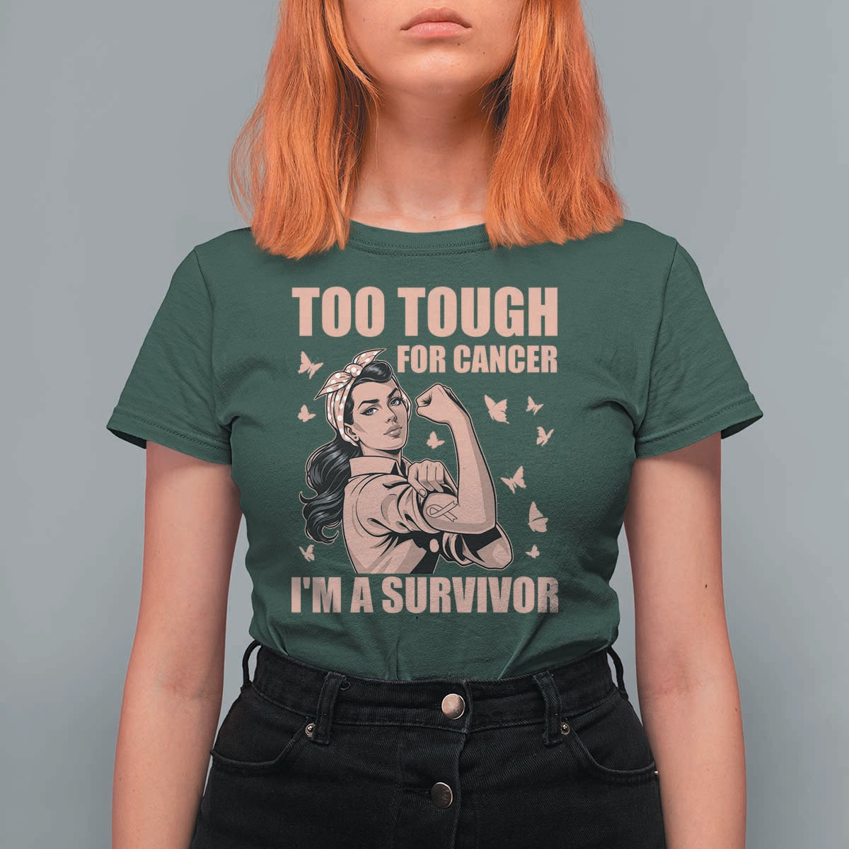 Endometrial Cancer Warrior T Shirt For Women Too Tough For Cancer Im A Survivor