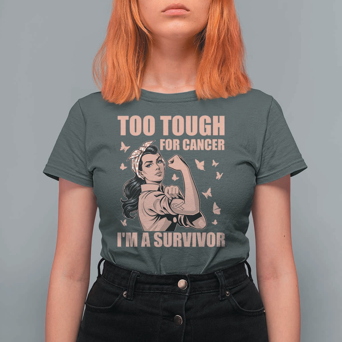 Endometrial Cancer Warrior T Shirt For Women Too Tough For Cancer Im A Survivor