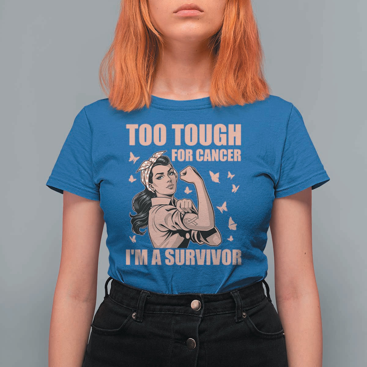 Endometrial Cancer Warrior T Shirt For Women Too Tough For Cancer Im A Survivor