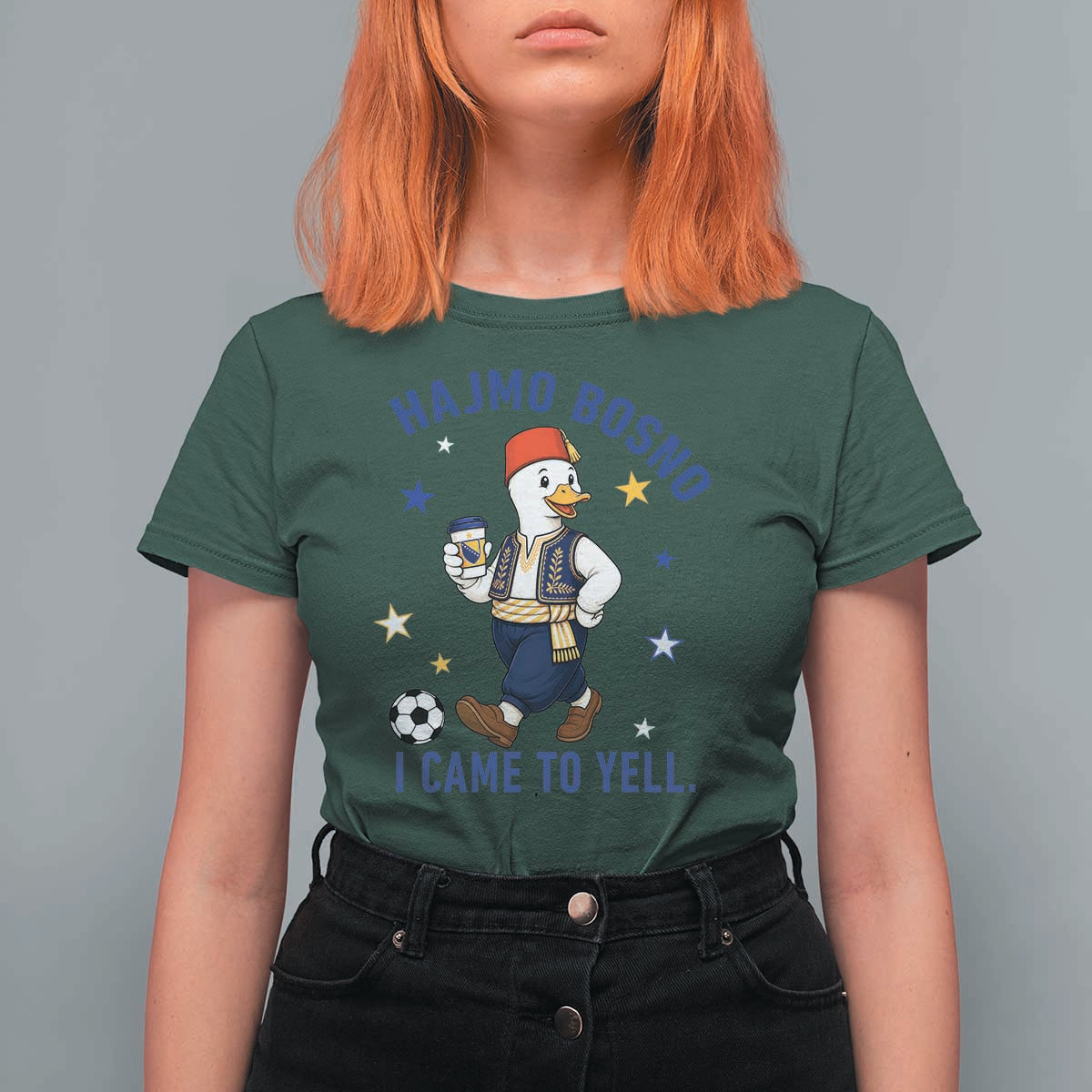 Hajmo Bosno I Came To Yell T Shirt For Women Funny Bosnia Goose Game Day Gift