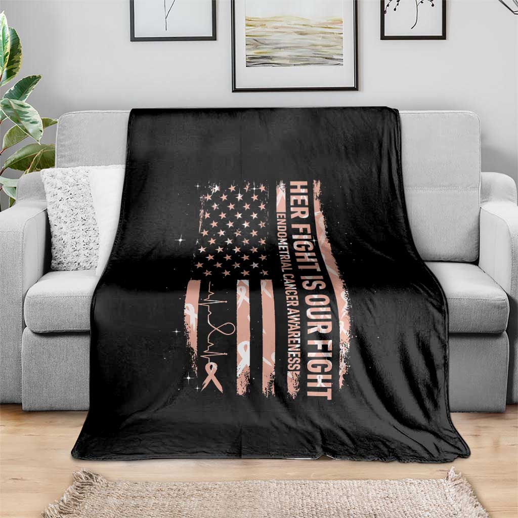 Patriotic Endometrial Cancer Awareness Throw Blanket Her Fight Our Fight