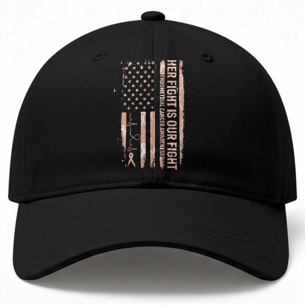 Patriotic Endometrial Cancer Awareness Baseball Cap Her Fight Our Fight