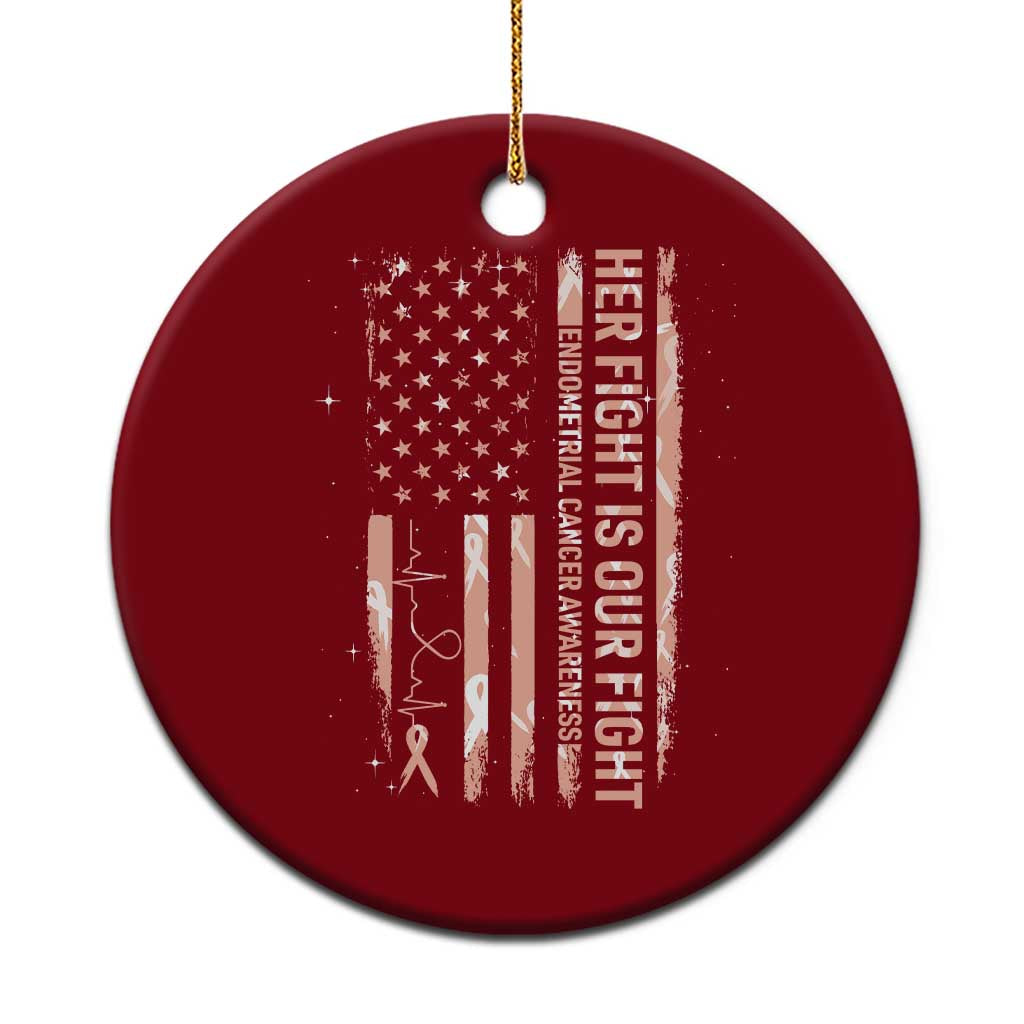 Patriotic Endometrial Cancer Awareness Ceramic Ornament Her Fight Our Fight