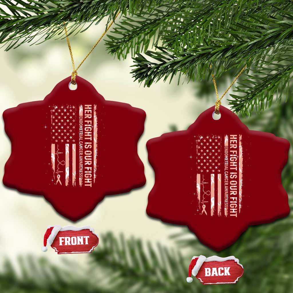 Patriotic Endometrial Cancer Awareness Ceramic Ornament Her Fight Our Fight