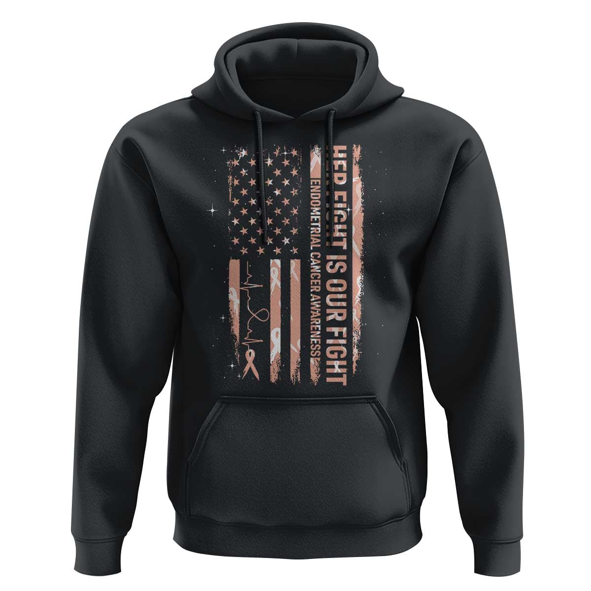 Patriotic Endometrial Cancer Awareness Hoodie Her Fight Our Fight