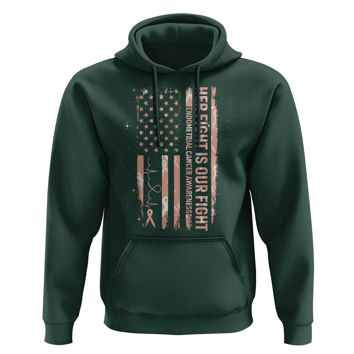 Patriotic Endometrial Cancer Awareness Hoodie Her Fight Our Fight
