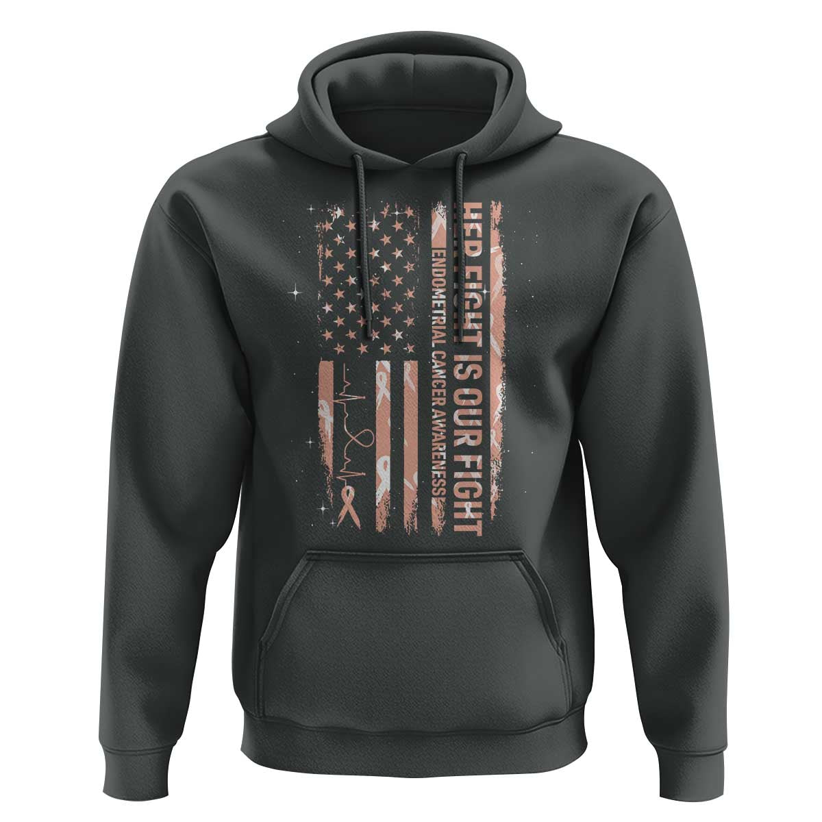 Patriotic Endometrial Cancer Awareness Hoodie Her Fight Our Fight