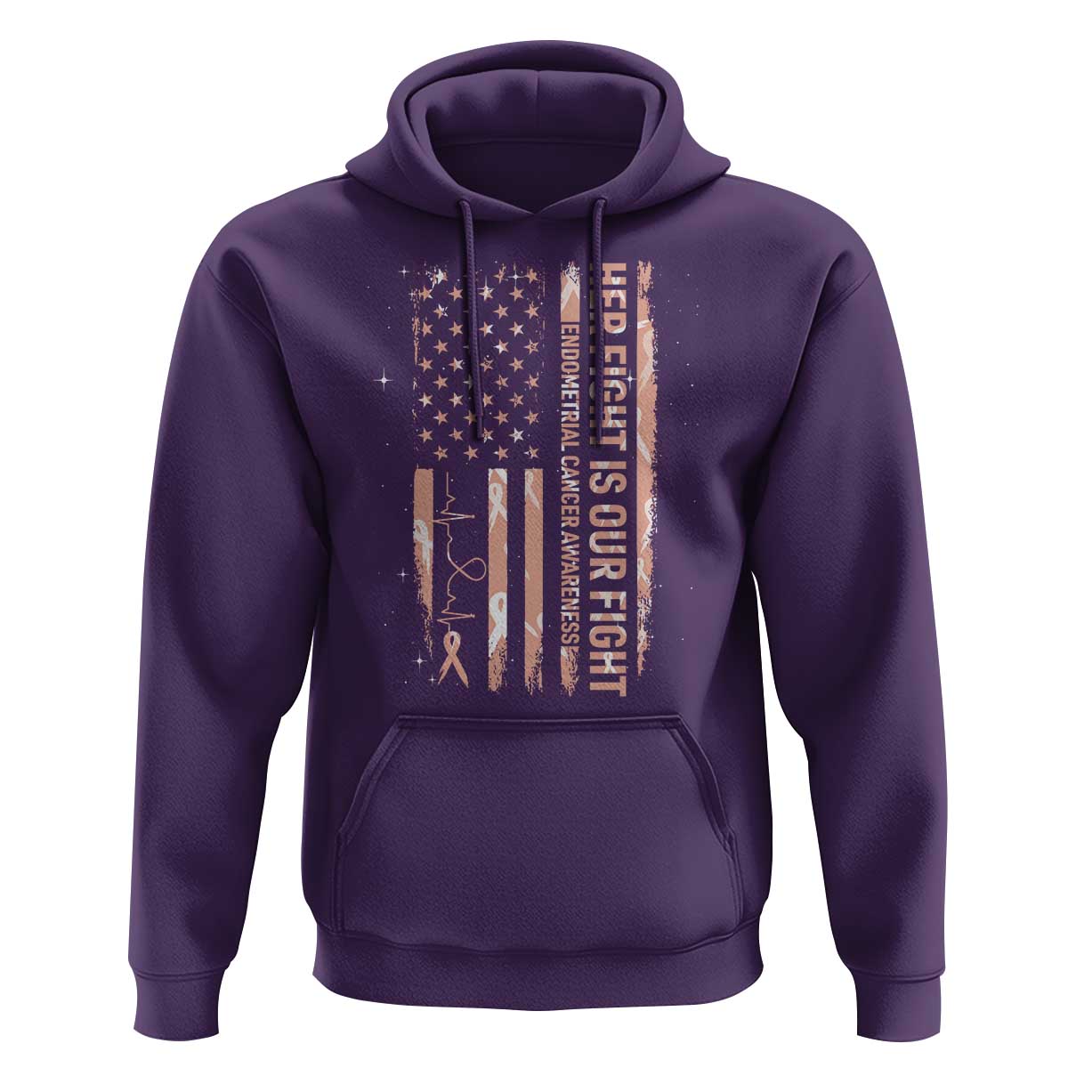 Patriotic Endometrial Cancer Awareness Hoodie Her Fight Our Fight
