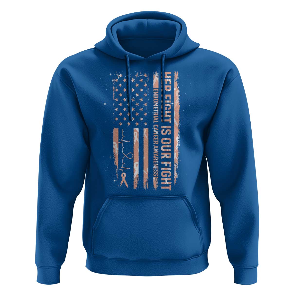 Patriotic Endometrial Cancer Awareness Hoodie Her Fight Our Fight