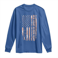 Patriotic Endometrial Cancer Awareness Long Sleeve Shirt Her Fight Our Fight