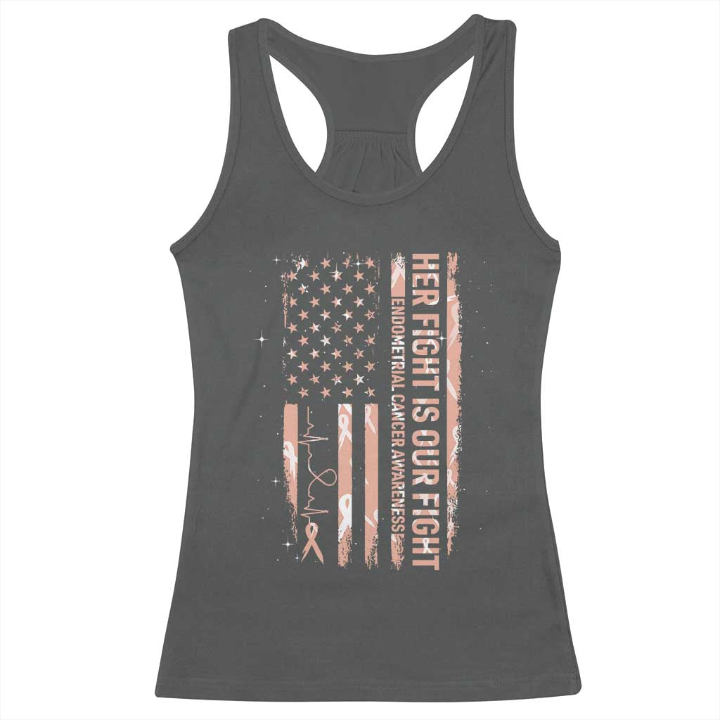 Patriotic Endometrial Cancer Awareness Racerback Tank Top Her Fight Our Fight