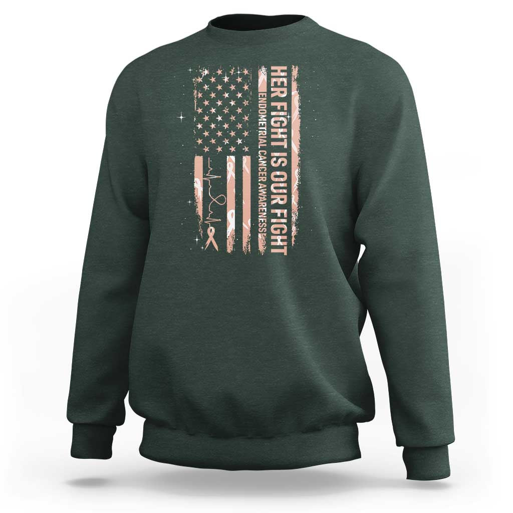 Patriotic Endometrial Cancer Awareness Sweatshirt Her Fight Our Fight