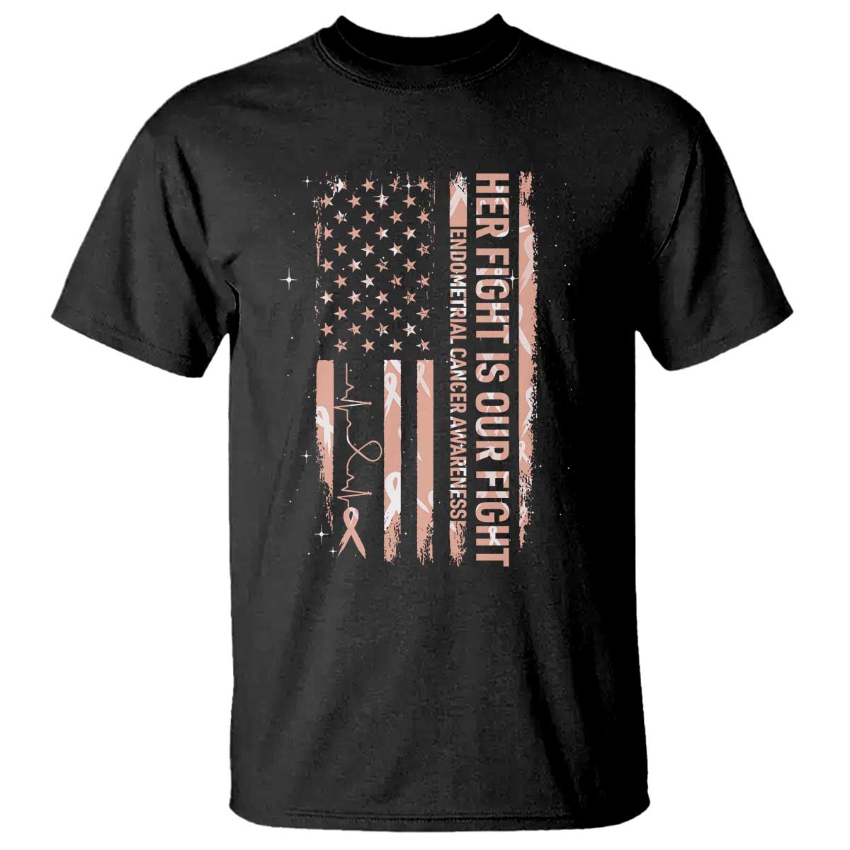 Patriotic Endometrial Cancer Awareness T Shirt Her Fight Our Fight