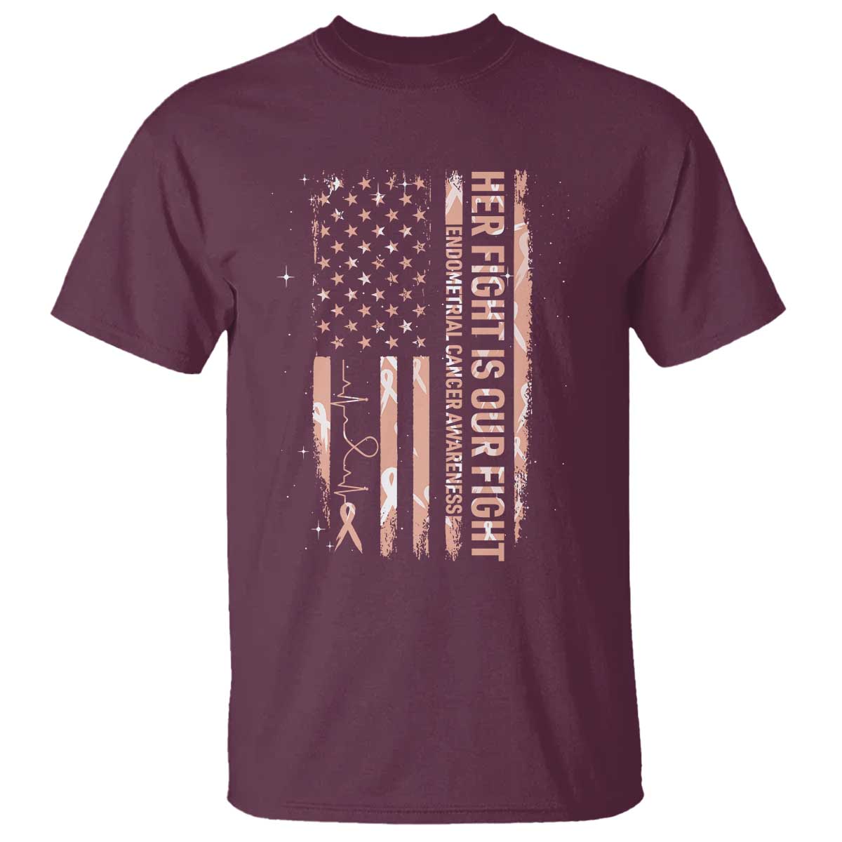 Patriotic Endometrial Cancer Awareness T Shirt Her Fight Our Fight