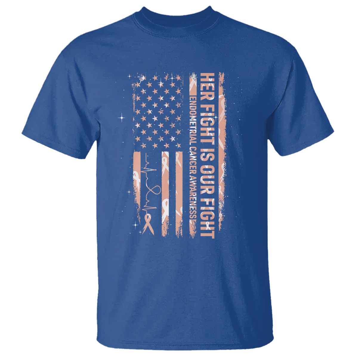 Patriotic Endometrial Cancer Awareness T Shirt Her Fight Our Fight