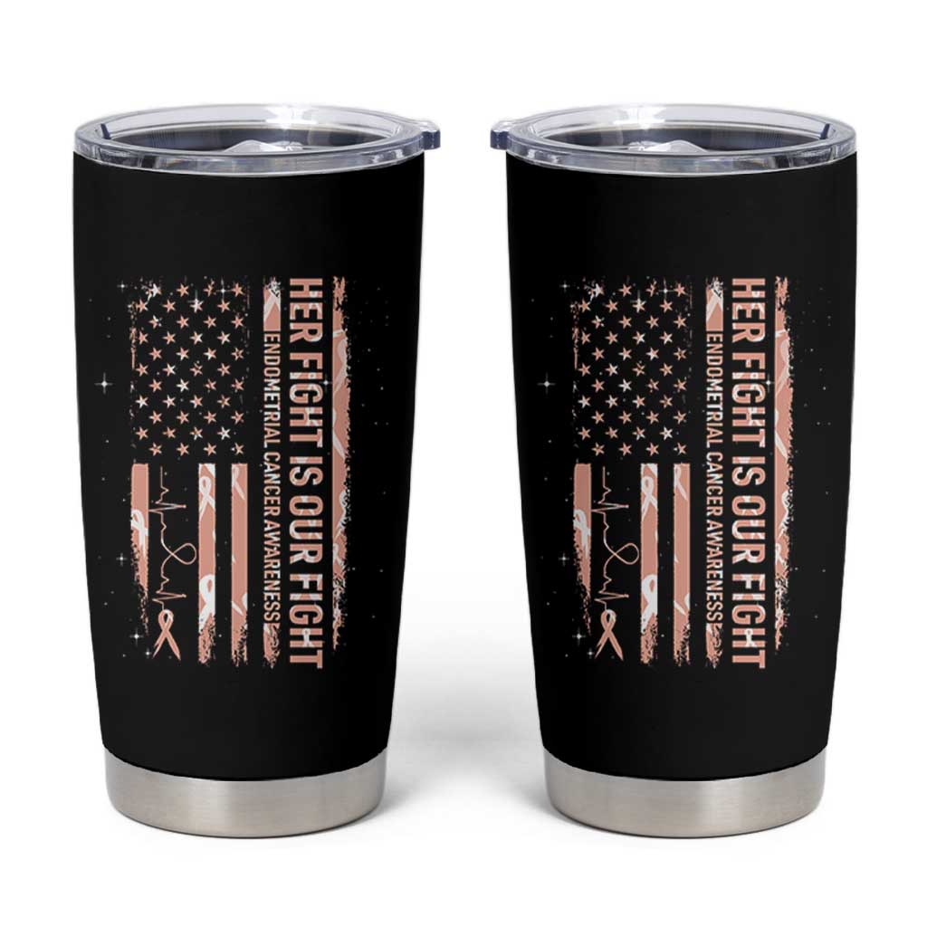 Patriotic Endometrial Cancer Awareness Tumbler Cup Her Fight Our Fight