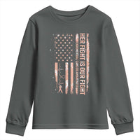 Patriotic Endometrial Cancer Awareness Youth Sweatshirt Her Fight Our Fight