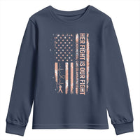 Patriotic Endometrial Cancer Awareness Youth Sweatshirt Her Fight Our Fight