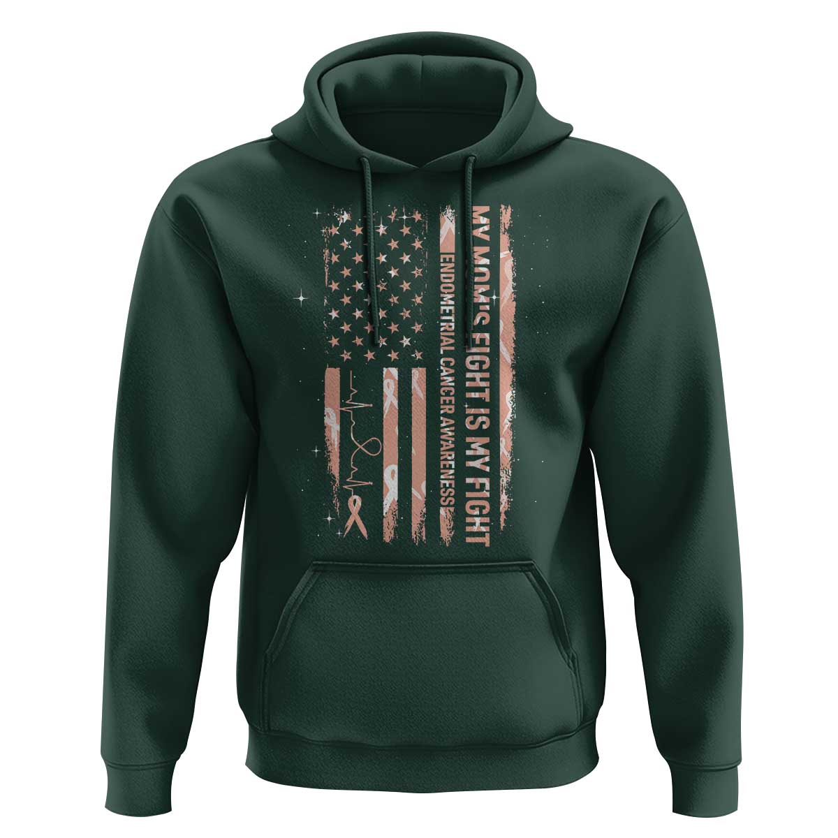 American Flag Endometrial Cancer Support Hoodie My Moms Fight My Fight