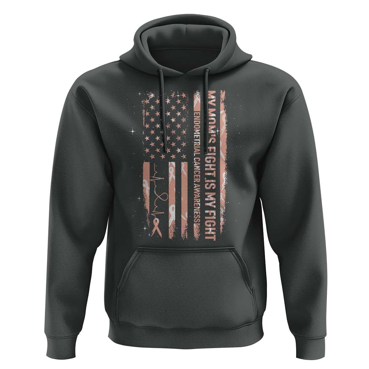 American Flag Endometrial Cancer Support Hoodie My Moms Fight My Fight