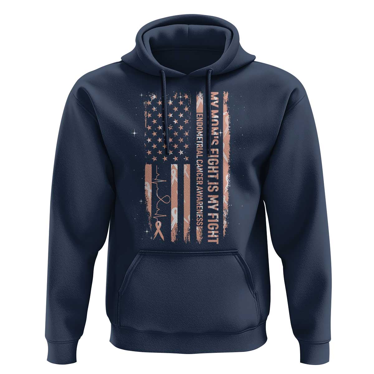 American Flag Endometrial Cancer Support Hoodie My Moms Fight My Fight