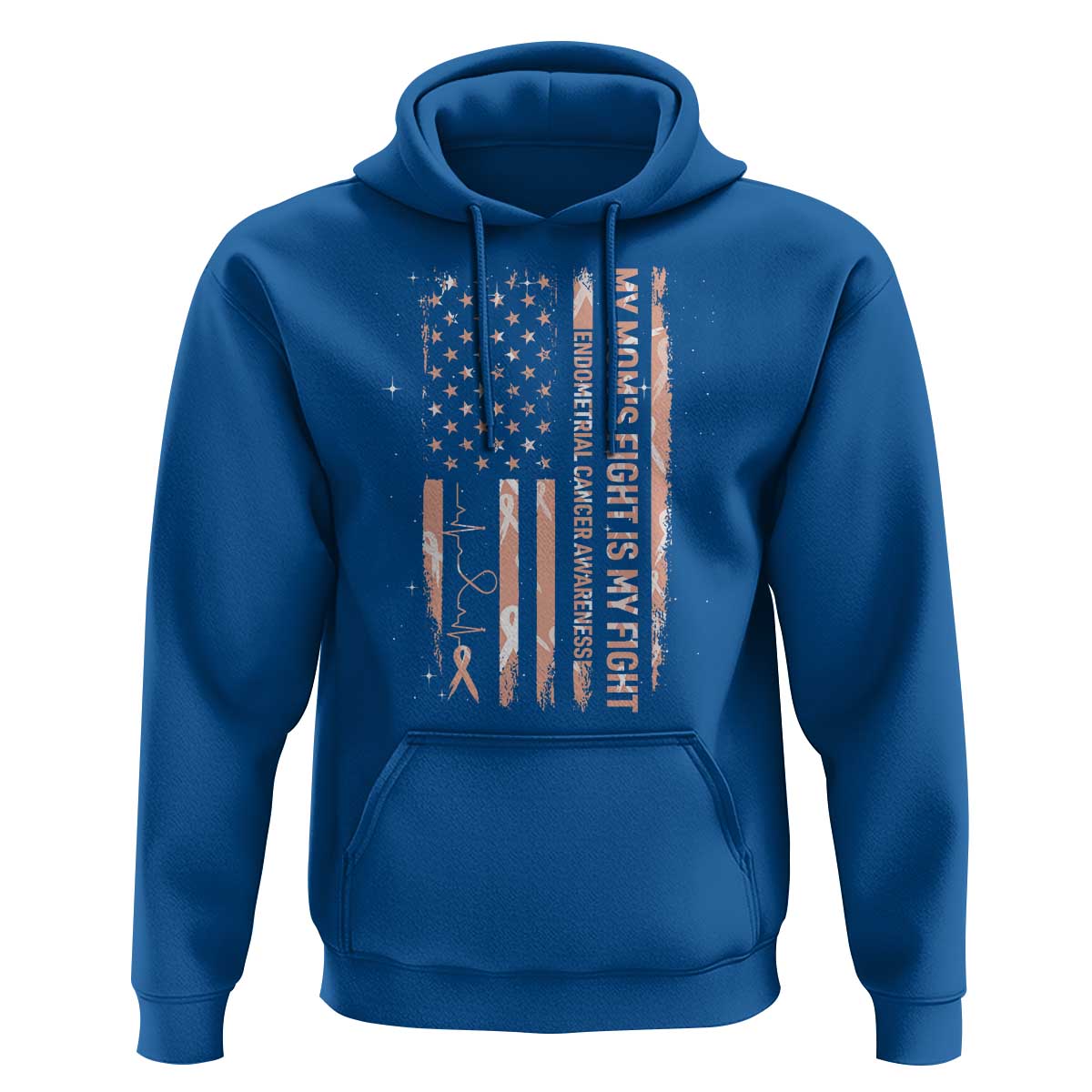 American Flag Endometrial Cancer Support Hoodie My Moms Fight My Fight