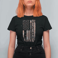 American Flag Endometrial Cancer Support T Shirt For Women My Moms Fight My Fight