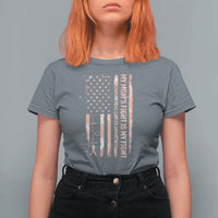 American Flag Endometrial Cancer Support T Shirt For Women My Moms Fight My Fight
