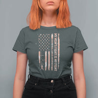 American Flag Endometrial Cancer Support T Shirt For Women My Moms Fight My Fight