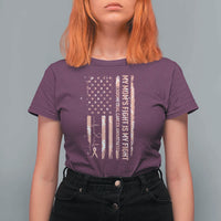 American Flag Endometrial Cancer Support T Shirt For Women My Moms Fight My Fight
