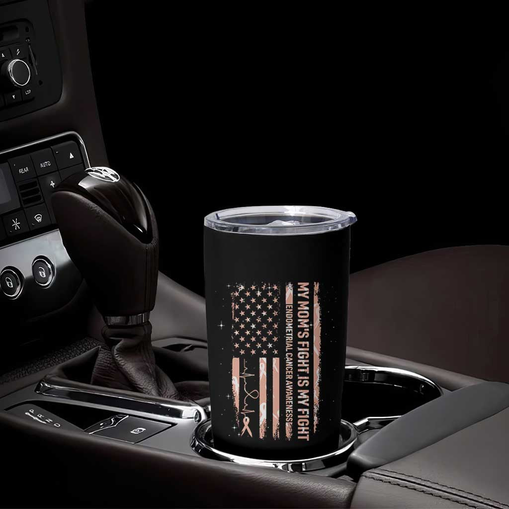 American Flag Endometrial Cancer Support Tumbler Cup My Moms Fight My Fight