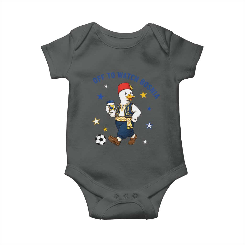 Off To Watch Bosnia Baby Onesie Funny Goose Fudbal Fan Gift