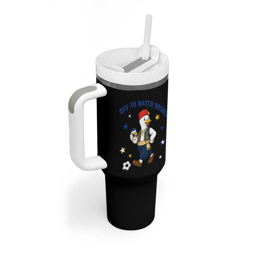 Off To Watch Bosnia Tumbler With Handle Funny Goose Fudbal Fan Gift