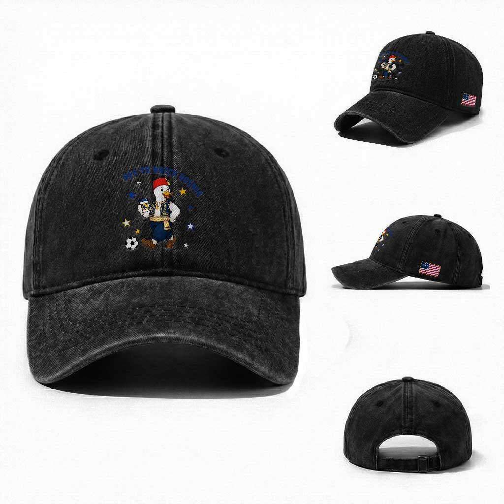 Off To Watch Bosnia Washed Cotton Baseball Cap Funny Goose Fudbal Fan Gift