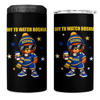 Bosnian Teddy Bear Fudbal Fan 4 in 1 Can Cooler Tumbler Off To Watch Bosnia