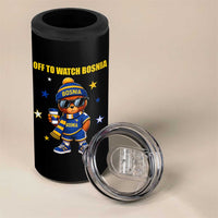 Bosnian Teddy Bear Fudbal Fan 4 in 1 Can Cooler Tumbler Off To Watch Bosnia